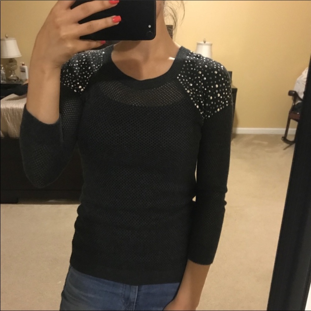 EXPRESS XS SEXY GREY SWEATER W/ METAL ACCENTS